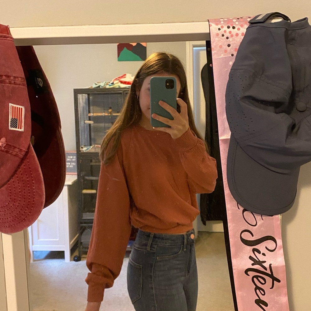 Hollister- Orangey red long sleeve